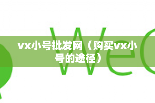 vx小号批发网（购买vx小号的途径）