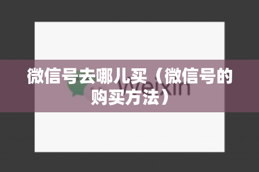 微信号去哪儿买（微信号的购买方法）